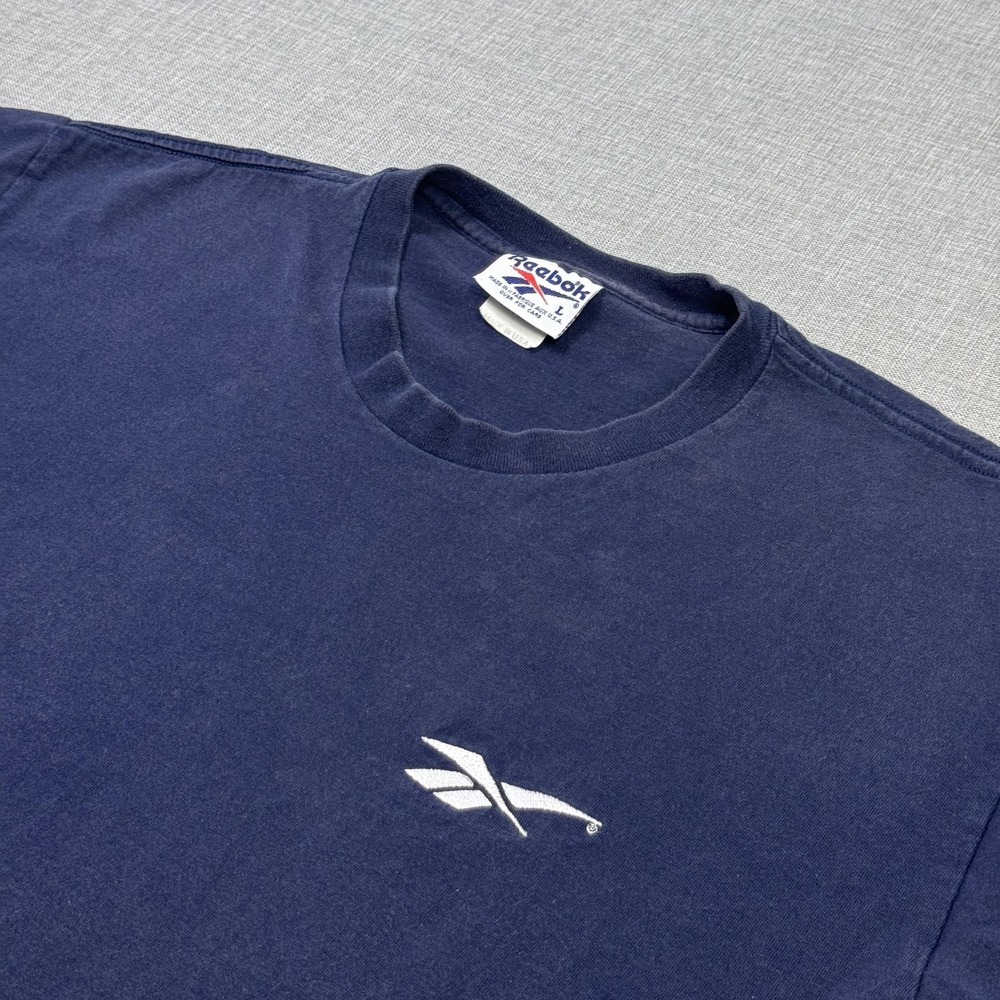 Reebok Vintage T-Shirt Mens L Blue Classic Crew Neck Cotton Logo Made In USA